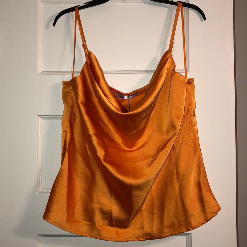 Tangerine Satin Cow Neck Top